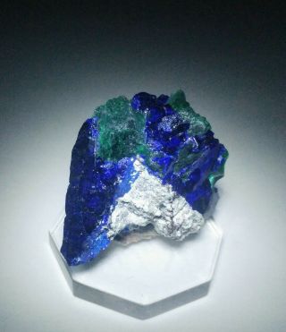 Striking - Blue Azurite W/green Malachite Crystals,  Milpillas Mine Mexico