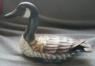 Vintage Hand Painted Carved Wooden Canadian Goose - 10 Inches