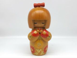 8.  6 Inch Japanese Vintage Wooden Sosaku Kokeshi Doll / Cute Kimono Girl