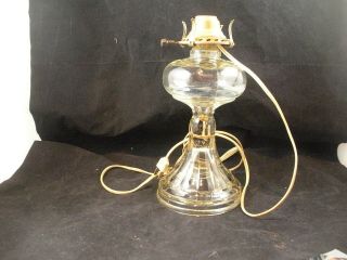 Antique Victorian Clear Oil Lamp Converted To Electric