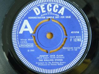 The Rolling Stones Rare Jumpin Jack Flash Demonstration Sample 7 " Single Decca