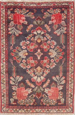 Vintage Floral Oriental Bakhtiari Area Rug Wool Hand - Knotted Charcoal Carpet 2x3