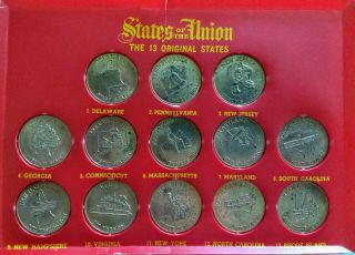 1969 Shell Oil 13 States Of The Union Bronze Coin Set