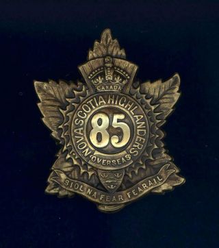 85th (nova Scotia Highlanders) Bn,  Cef - Cap Badge - Superior Strike And Finish