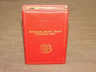 Vintage Gresham State Bank Nebraska Book Coin Bank
