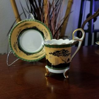 Vintage Footed Demitasse Tea Cup W/saucer X2 Japan Grand Porcelain