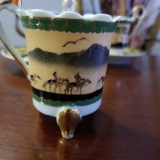 vintage footed demitasse tea cup w/saucer x2 japan Grand porcelain 3
