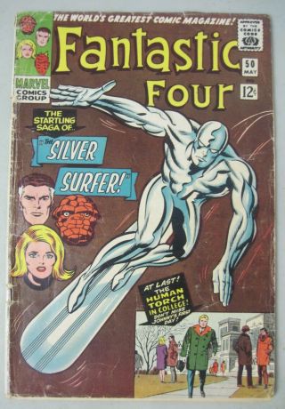 Fantastic Four 50 Marvel Comics 1966 Galactus Silver Surfer 1st Wyatt Wingfoot