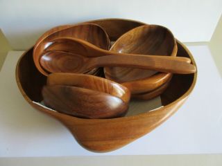 Salad Bowl Set,  Philippine Monkey Pod 15,  " Bought In The Philippines In 1967.