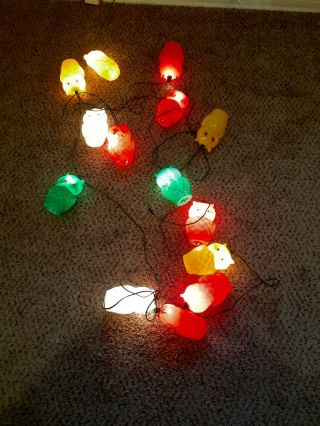 Vintage Retro Noma Owl Party Lites String 14 Camping Rv Patio Blow Mold Lights