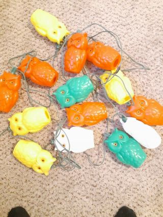 Vintage Retro NOMA Owl Party Lites String 14 Camping Rv Patio Blow Mold Lights 2