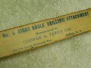 Vintage rare NIB GEORGE A.  TERRY CO.  No 0 right angle drilling attachment 3