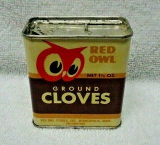 Red Owl Ground Cloves Brown And White Spice Tin