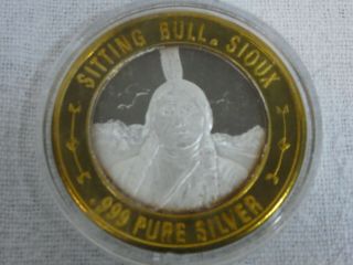 . 999 Silver Gaming Token - Limited Edition Native American Sitting Bull Sioux