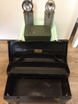 Vintage Bell System Telephone Lineman Tool Box,  Hard Fiber Case W Tray Flashlite