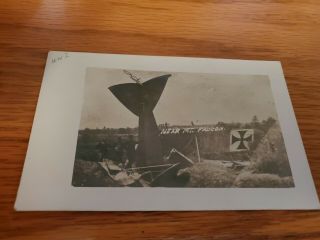 Ww1 Photo Postcard Of Crashed German Airplane