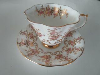 Vintage Queen Anne Fine English Bone China Tea Cup And Saucer Set White & Gold