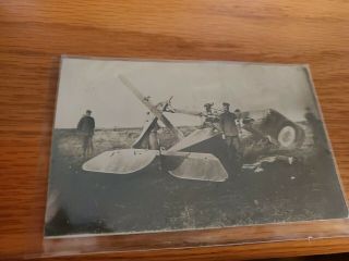 German Ww1 Photo Postcard Of Shot Down French Airplane Dead Pilot And Medic