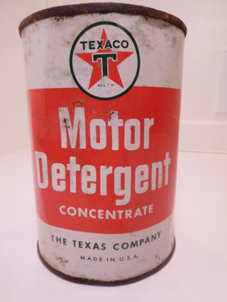 Vintage Texaco Motor Detergent - The Texas Company Full Metal Oil Can