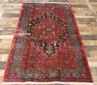 4 ' x7 ' Antique Authentic Tribal Vege Dyed Malayer Geometric Oriental rug 2