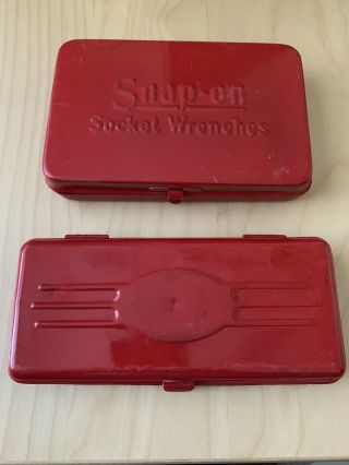 Two Snap - On Socket Vintage Tool Box,  Red Metal