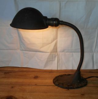 Vintage Gooseneck Cast Iron Base Industrial Electric Desk Table Lamp 2