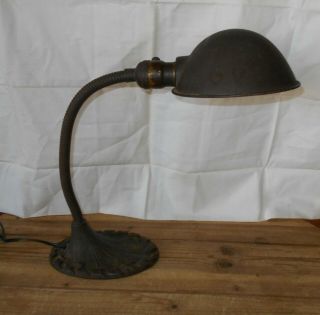 Vintage Gooseneck Cast Iron Base Industrial Electric Desk Table Lamp 3