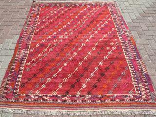 Anatolia Kilim Rug Embroidered Kelim Wool Rug Floor Carpet 62,  9 " X77,  9 " Area Rug