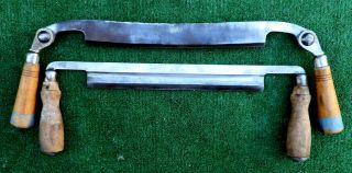 Two Vintage Draw Knifes Greenlee 10 Inch & Welloct 10 Inch