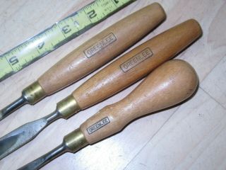 3 Vintage GreenLee carving chisels good user tools England 2
