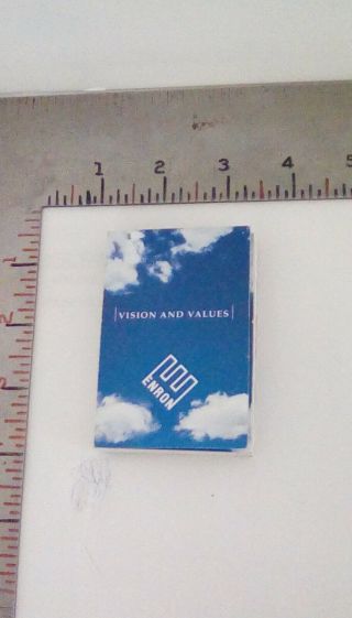 Enron 10 Panel Folding Pocket Size Vision And Values Card.  Wording Includes:.