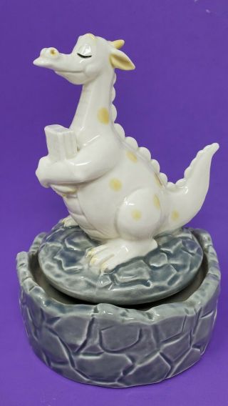 Vintage Quon - Quon Japan Porcelain Turning Music Box Puff The Magic Dragon