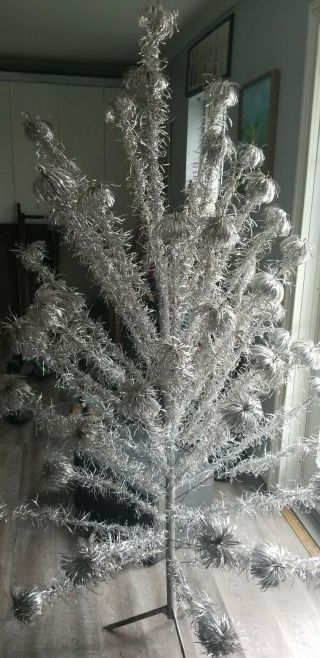 Vintage 6 Ft. ,  89 Branch Aluminum Christmas Tree With Pom Poms