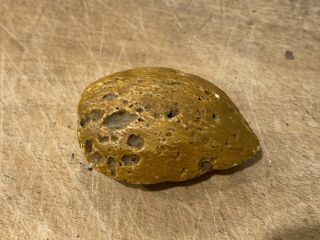 Early Vintage Marble Nut Italian Stone Carved 1” Brown Alabaster Almond NM, 2