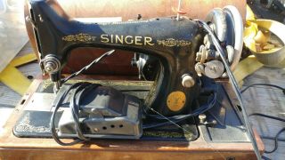 Vintage Small Singer Portable Sewing Machine In Case Read Desc