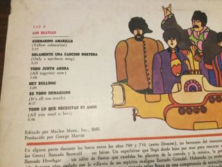 The Beatles Yellow submarine RARE mono vinyl WHITE LABEL NM Spanish trucking LP 3