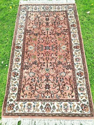Vintage Wool Persian Oriental Hand Knotted Rug Carpet 160x90cm Nain Floral Style