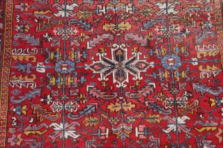 Vintage Faded All - Over Heriz Serapi Area Rug Geometric Oriental Wool Carpet 7x10