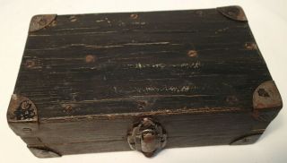 Vintage Small Wooden Box With Metal Latch