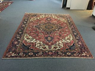 On Antique Hand Knotted Persian - Heriz Area Rug Carpet Geomet 7 