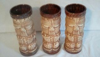 3 Trader Dicks Peanut Tiki Mug Cup John Ascuagas Nugget Reno Japan Omc Ceramic