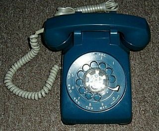 Vintage Western Electric Bell Rotary Dial Desk Telephone Phone Country Blue