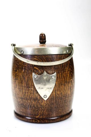 Designer Antique English Oak Biscuit Barrel Ice Bucket Ll19ll