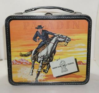 R - 7 1960 Paladin (have Gun Will Travel) Metal Lunch Box Only Aladdin No Thermos