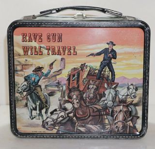 R - 7 1960 PALADIN (HAVE GUN WILL TRAVEL) METAL LUNCH BOX ONLY ALADDIN NO Thermos 2