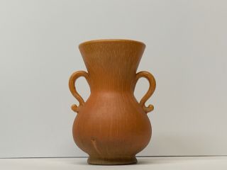 Vintage Pfaltzgraff York Pa 2 Handled Orange Art Pottery Vase Urn Blood Orange