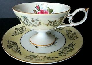 Vintage Royal Halsey Lusterware Tea Cup & Saucer,  Pink Rose