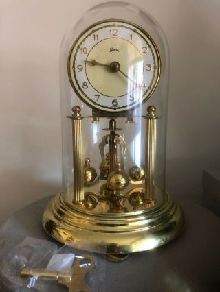 Konrad Mauch,  (koma) Miniature,  400 Day Anniversary Clock,  Under Glass Dome.