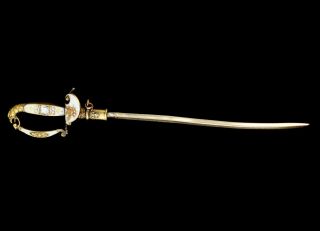 Antique Victorian 14k Gold Ghi Diamond Enamel Revolutionary War Sword Stick Pin
