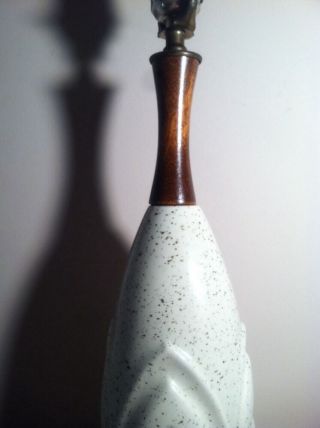 Vtg Mid Century Modern Danish Style Teak Ceramic Pottery Lamp